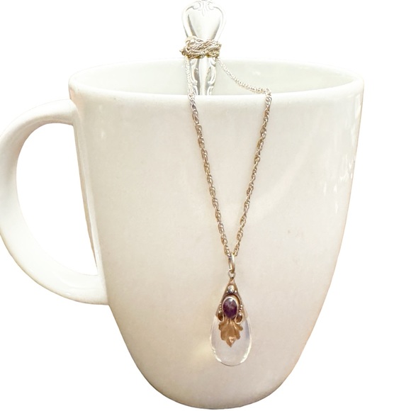 Jewelry - Beautiful Opalite Amethyst Sterling Silver 925 Pendant Necklace